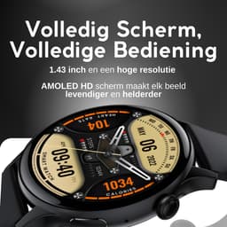 GØDLY Amoled Smartwatch - Sporthorloge - Horloge Dames & Heren - Bluetooth - GPS - zwart — thumbnail 3