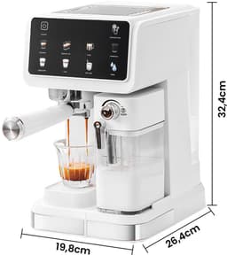 Jently espressomachine - koffiemachine - koffiezetapparaat - automatische melkopschuimer - latte/cappuccino/heet water - wit — thumbnail 2