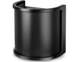 WiseGoods Premium Microfoon Windkap - Plopkap Popfilter - Drie Lagen Metaal Mesh - Studio Opnames - Geschikt Voor YouTube - Zwart