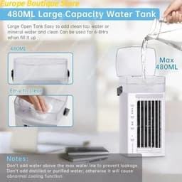 Linkforu - 3-in-1 Luchtkoeler - Luchtbevochtiger - Ventilator Tafelmodel - Watertank 480 ML - 3 Standen - 7 Kleuren LED-Nachtlamp — thumbnail 3
