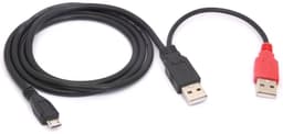 Micro B Splitter Kabel - Y Adapter - Externe Schijf Voeden - Dubbele USB A Input - 80 cm - Zwart — thumbnail 2