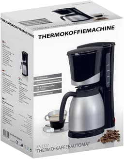 RONN® Koffiezetapparaat met Thermoskan - Koffiezetapparaat voor 10 Kopjes - Anti Drup - 1L - RVS - Zilver/Zwart - 21cm x 19cm x 34cm — thumbnail 3