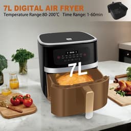 Airfryer XXL - Heteluchtfriteuse Digitaal - Gezond Koken - Olievrije Technologie - 7 Liter Capaciteit - Zwart — thumbnail 2