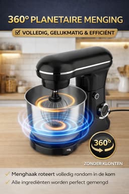Jurrys Keukenmachine - Keukenmixer - Foodprocessor - Krachtig - Multifunctioneel - Inclusief accessoires - Zwart - Maat 32x29x24cm — thumbnail 2