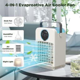 Draagbare airco met afstandsbediening, mini luchtkoeler met 2-8H timer, 3 ventilatorsnelheden, 2 nevelmodi, 700ML verdamplingsklimaatregelaar geschikt voor thuis — thumbnail 3