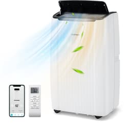 COSTWAY 12000BTU Mobiele airconditioning met afvoerslang, 4-in-1 airconditioner met verwarming, ventilator en ontvochtiger, 24-uurs timer, slaapmodus, afstandsbediening en installatiekit voor ruimtes — thumbnail 1
