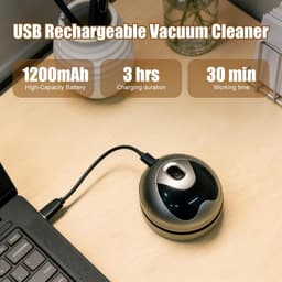Mini Desktop Stofzuiger - kruimelzuiger - USB oplaadbaar - Draadloze Desk Vacuum - Draagbare Tafelstofzuiger - Toetsenbord Stofzuiger - Kruimeldief - Voor verwijderen van stof, borstelhaar en vuil - 8.8*7.1 cm - Zwart — thumbnail 5
