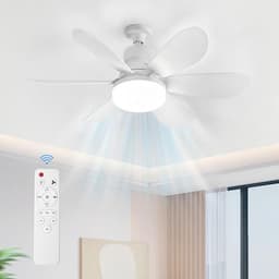 Verte Stille Plafondventilator met Verlichting | Lamp en Afstandsbediening - Wit - Woonkamer | Slaapkamer | Keuken — thumbnail 1