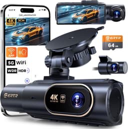 Dashcam Auto 4K 3 Kanaals - Voor, Achter en Interieur Camera - WiFi App - Nachtzicht - 64GB — thumbnail 1
