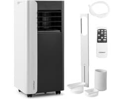 COSTWAY 7000BTU Mobiele airconditioning, 3-in-1 koelapparaat met ventilator en luchtontvochtiger voor ruimtes tot 28 m², airconditioner met afvoerslang, slaapmodus, 24-uurs timer, afstandsbediening [Energieklasse A]
