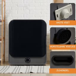 Mini wasdroger- Afvoerdroger -- Kleine droogkast - Wandmontage droger - 3kg - 830W - 5 programma's - RVS trommel - Appartement - 49,5cm - 1 stuk — thumbnail 4