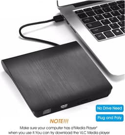 Externe DVD Speler - USB DVD Drive - Films Kijken - Snelle Gegevensoverdracht - Slim - Zilver — thumbnail 4