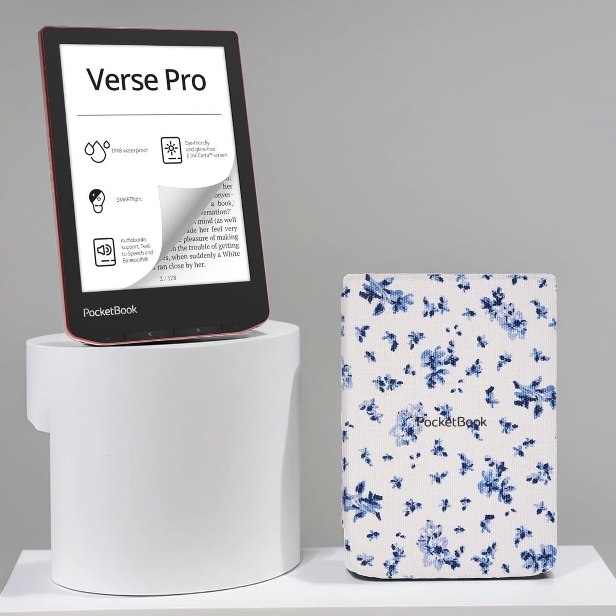PocketBook Verse Pro e-reader Passion Red – 6 inch – 16 GB – waterdicht + Bloemen Hoesje – voordeelbundel — afbeelding 1