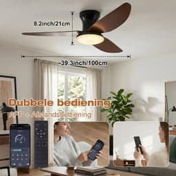 MUPOO Plafondventilator met Verlichting Ø100 cm-3 Houtlook Bladen met Kristallen Lampenkap-Stil & Dimbaar-Zomer en Winterstand-Smart App&Afstandsbediening-6 Snelheden & Geheugen- Timer- plafonniere met ventilator Voor Slaapkamer Woonkamer Eetkamer — thumbnail 4