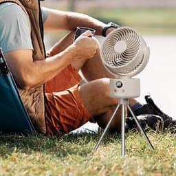 VHV - Ventilator - Tafelventilator - Oplaadbare bureauventilator - Draagbare campingventilator - Met statief voor stille koeling - Opvouwbaar ontwerp - Verstelbare hoek - Lichtgewicht en compact - Voor tent - Strand - Slaapkamer en op reis - Wit — thumbnail 3