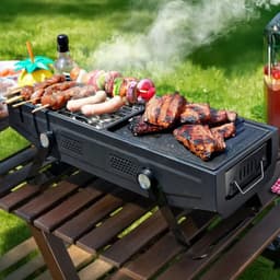2 in 1 compact BBQ zwart - GrillMaster Compact Series - BBQ Grill & Roker - Zwart - Ruimtebesparend - Verstelbare Ventilatie - Draagbaar — thumbnail 4