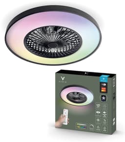 Varin® Plafondventilator met verlichting - Zwart - Tuya Wifi - LED RGBW - Ø 60cm - Super stil - Afstandsbediening smart lamp - Plafondlamp slaapkamer - Plafonniere woonkamer - Plafondlampen - Plafond lamp - Verlichting kinderkamer - Ventilator — thumbnail 1