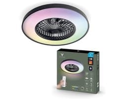 Varin® Plafondventilator met verlichting - Zwart - Tuya Wifi - LED RGBW - Ø 60cm - Super stil - Afstandsbediening smart lamp - Plafondlamp slaapkamer - Plafonniere woonkamer - Plafondlampen - Plafond lamp - Verlichting kinderkamer - Ventilator