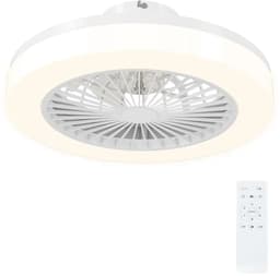Plafondventilator met Verstelbare LED Verlichting, Timer & Afstandsbediening - Plafond Lamp met Stille Ventilator - Plafonniere - LED 40W - 3000/6000K - Ø50 cm - 6 Snelheden - Wit — thumbnail 1