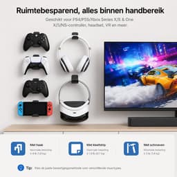 Sounix Universele Game Controller Houder - Hoofdtelefoon Hanger - 6 stuks - Controller Muurbevestiging voor PS5/PS4/Xbox/Switch - Zwart — thumbnail 5