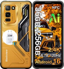 Blackview FORT 5 Robuuste Smartphone - 36GB RAM+256GB ROM - 5000 mAh Met 33W-adapter - 6,78 inch 120Hz - Android 16 - Dual SIM 4G - 108MP+50MP AI-Camera - Nachtzicht - IP68/IP69K Outdoor Telefoon - NFC GPS OTG FM - Geel — thumbnail 1