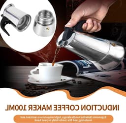 Espresso Maker - Moka Pot - 100ml 200ml 300ml 450ml RVS Koffiezetapparaat voor Thuis en Kantoor Gebruik — thumbnail 2
