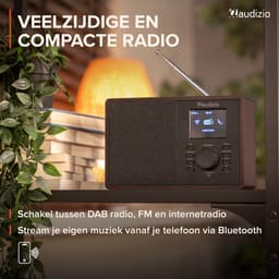 Internet radio - Audizio Cosa - FM en DAB radio - Kleine radio met Bluetooth - Wekkerfunctie - Donkerbruin — thumbnail 2