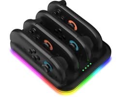 PlayCool Nintendo Switch 2 Quad Charger voor 4 Joy-Con Controllers met RGB Effect en LED-indicator