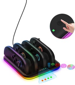 PlayCool Nintendo Switch 2 Quad Charger voor 4 Joy-Con Controllers met RGB Effect en LED-indicator — thumbnail 2