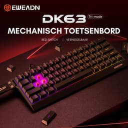 EWEADN DK63 Draadloos & Bedraad Mechanisch Gaming Toetsenbord 60% – RGB Toetsenbord – Rode Switches – Compact Mini Toetsenbord – Anti-Ghosting – Zwart — thumbnail 4