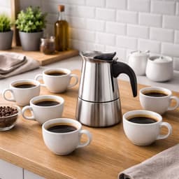 Cheffinger, Italiaans Koffiezetapparaat van RVS 6 Kopjes Inductie Compatibel voor Moka Koffie, Zilver — thumbnail 3
