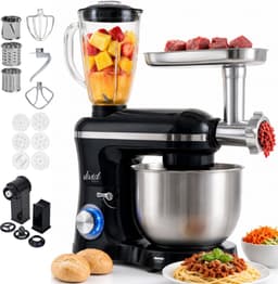 Vivid Green 2000W Keukenrobot - 6.2L - Alles-in-een Keukenmixer - Mixer met Mengkom - Keukenmachine - Gehaktmolen en Blender- Pastamachine – Zwart — thumbnail 1