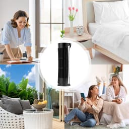 Torenventilator - Stille ventilator - Frisse lucht - Bladloos design - 27 cm hoog - Zwart — thumbnail 4