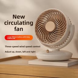 KZQ Drie Snelheden Usb Desktop Ventilator Met Ingebouwde 1800mAh Batterij - Stille Biomimetic Ventilator Met 140° Kantelhoek En Automatische Oscillatie - Draagbaar Voor Thuis Kantoor En Kamperen - Groen — thumbnail 3