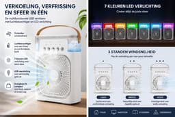 Bolmans - Ventilator - Waaier - Draagbare Ventilator - 3 in 1 Ventilator - Luchtbevochtiger - Luchtkoeler - LED Verlichting - Verstelbaar - 3 Snelheden - 10W — thumbnail 4