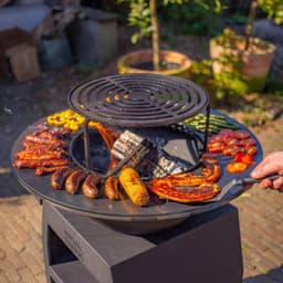 RJRoyal Living BBQ Plancha Grill Maestro Ø70cm Blackline - Met Grote wielen en houtopslag vuurschaal — thumbnail 5