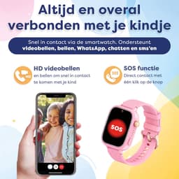 AngelTech Ultra GPS Horloge Kind Met Simkaart 4G – SOS knop – Smartwatch Kinderen – Whatsapp - HD Camera en Videobellen – Smartwatch Kind – GPS Tracker Kind – Smartwatch Kids - Elke polsmaat – Roze — thumbnail 4