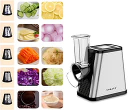 Elektrische Groentesnijder - Keukenmachine - Snel Ingrediënten Bereiden - 5-in-1 Multifunctioneel - 800 W - Zilver — thumbnail 4