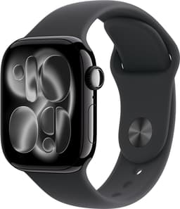 Apple Watch 11 - Wifi + 5G - 42mm - Jet Black Aluminium Case with Black Sport Band - M/L — thumbnail 1