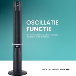 AirKing Torenventilator 117cm - Kolomventilator met Afstandsbediening - Ventilator staand met Timer - 3 Snelheidsstanden - Oscillatie & Dimbaar LED Scherm - Energiezuinig - Koelventilator voor Kamer - Zwart — thumbnail 2