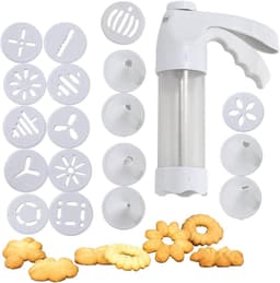 Koekjespers Set - Bakstempel Keuken - Zelf Lekkernijen Maken - Snel Vulsysteem - 12 Schijven 6 Spuitmonden - Wit — thumbnail 1