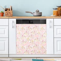 Vaatwasserhoes Magneet - Keuken Decoratie - Keuken Opfrissen - Dubbele Functie - 58 x 66 cm - Tropisch Roze — thumbnail 1