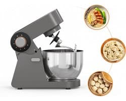 Deegmixer - Keukenmachine - Bakken Thuis - 3D Mengsysteem - 62 Liter Kom - Zilver