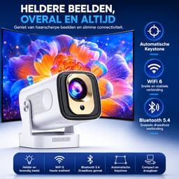 Mini Beamer met WiFi 6, Bluetooth 5.4 en 4K ondersteuning - Thuisbioscoop - Smart Projector 1080P Zwart — thumbnail 5