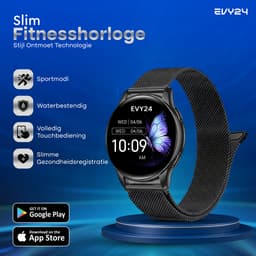 Evy24 Smartwatch Pro 42mm - Smartwatch Dames - Horloge met AMOLED Display - Bloeddrukmeter - Hartslagmeter - Saturatiemeter - Stappenteller - Sporthorloge Dames - Android en iOS - Zwart — thumbnail 2