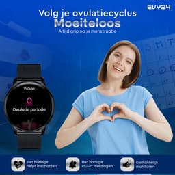 Evy24 Smartwatch Pro 42mm - Smartwatch Dames - Horloge met AMOLED Display - Bloeddrukmeter - Hartslagmeter - Saturatiemeter - Stappenteller - Sporthorloge Dames - Android en iOS - Zwart — thumbnail 5