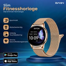 Evy24 Smartwatch Pro 42mm - Smartwatch Dames - Horloge met AMOLED Display - Bloeddrukmeter - Hartslagmeter - Saturatiemeter - Stappenteller - Sporthorloge Dames - Android en iOS - Roségoud — thumbnail 2