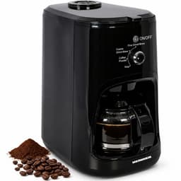 Heinner HCM-900RBK Koffiezetapparaat met Koffiemolen - 900W - 0.6L - 4 Kopjes - Instelbare Maalgraad Fijn/Grof - Voor Koffiebonen & Gemalen Koffie - Glazen Kan - Zwart — thumbnail 1