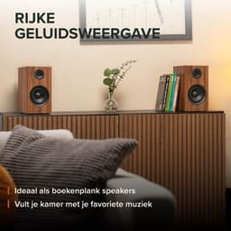 Boekenplank speakers - Audizio BS15 - Actieve speakerset met Bluetooth - HiFi speakers - 60W - Houtlook — thumbnail 2