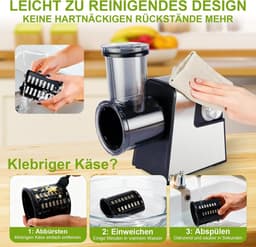 Elektrische Kaasrasp - Keukenapparaat - Snel Ingrediënten Snijden - Zeven Roestvrijstalen Bladen - 30 cm Hoog - Zwart — thumbnail 5